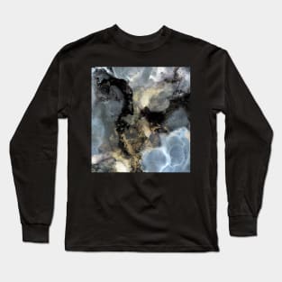 Stormy Sky, grey gold black abstract art, Dark and Moody Clouds Long Sleeve T-Shirt